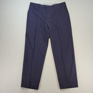 Canali Dress Pants Mens 34x29 Blue Wool Pleated Straight Made in Italy